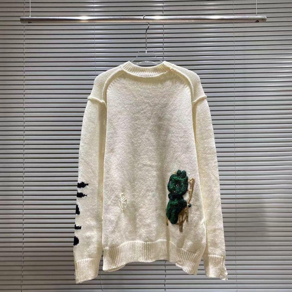 Unisex-Strickpullover mit Rundhalsausschnitt und Allover-Logo (Modelljahr 2025) – Lockere Passform, lässiger Stil