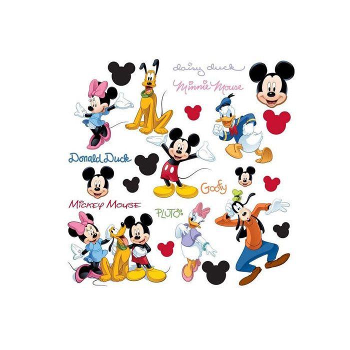 ROOMMATES Set of 30 DISNEY MICKEY AND HIS FRIENDS Repositionable Stickers 4 Sheets of 10.1cm X 44.1cm
