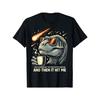 Dinosaur Tee for Men - Black Short Sleeve Casual Shirt Featuring Meteor Shower And Coffee Mug Graphic, Easy To Wash Regular Fit Gift for Dinosaur