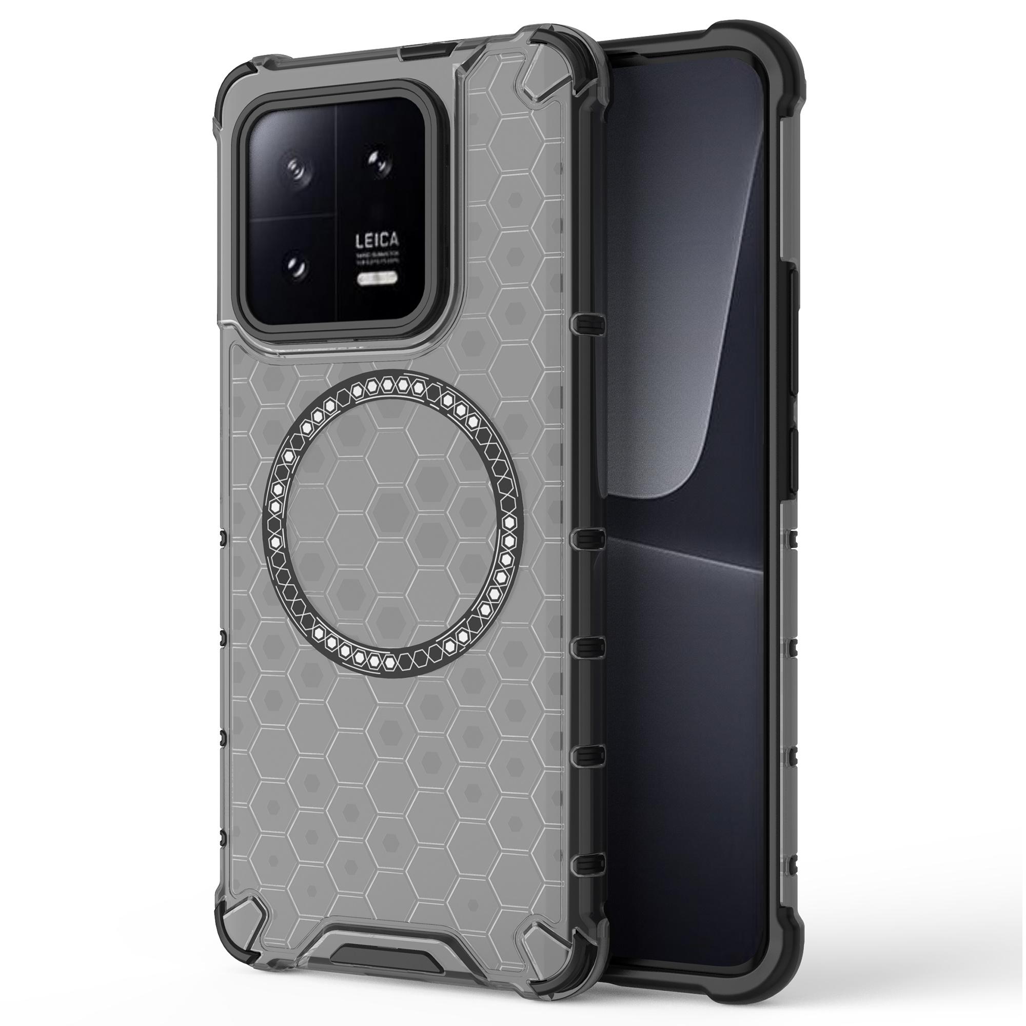 

For Xiaomi 13 Pro 5G Magnetic Case TPU+PC Phone Cover Honeycomb Heat Dissipation Grey