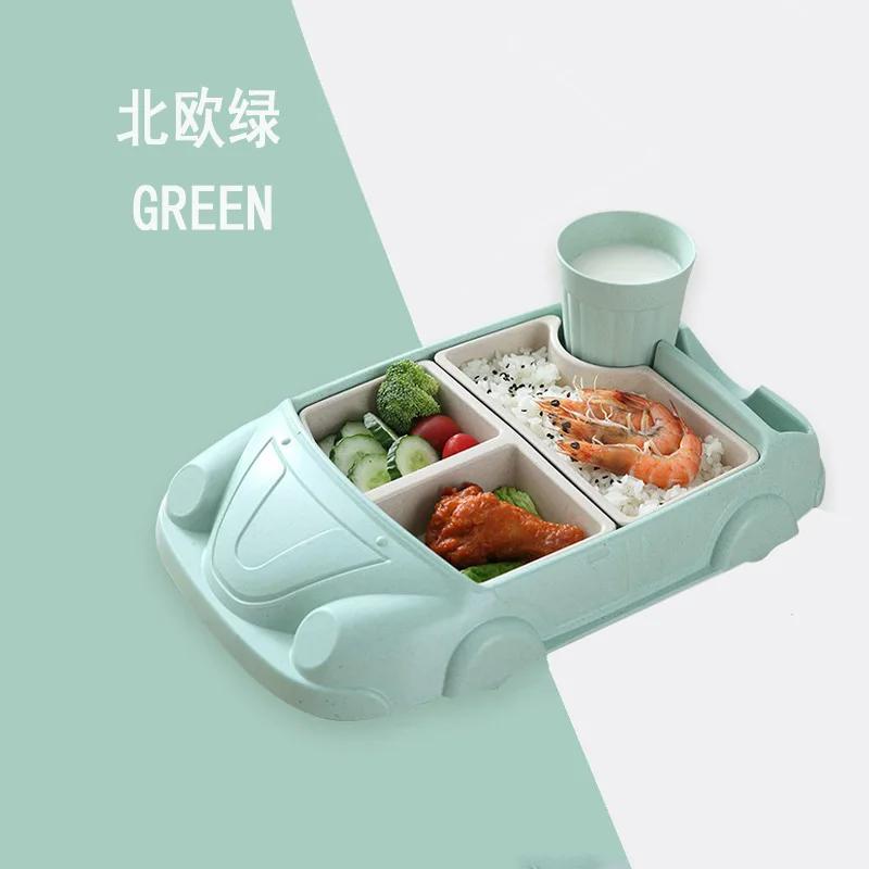 creativity Bamboo fiber baby tableware creative cartoon car plates children dividing bowls children's gifts anti fall tableware