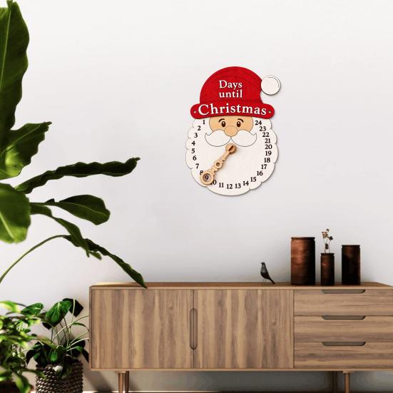 Rustic Holiday Decor Christmas Advent Calendar Wooden Hanging Sign, 24 Days Welcome Sign with Rope, Decorative Wall Santa Countdown Decorations
