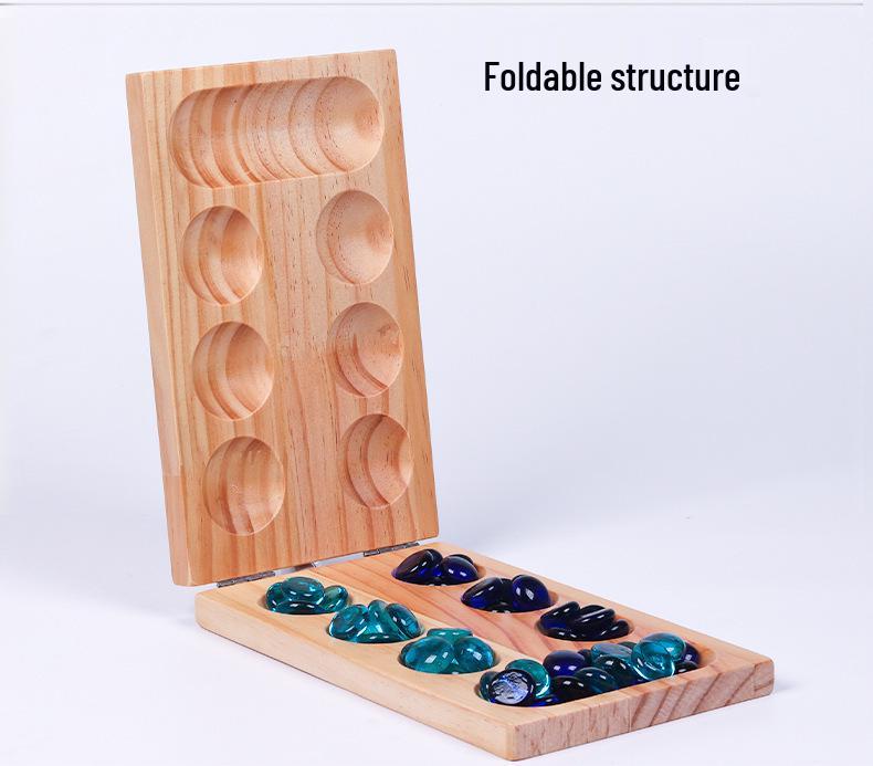 Pine Wood Gemstone Mancala Board: Educational Toy for Spatial Thinking