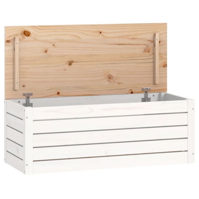823620 vidaXL Storage Box White 89x36.5x33 Cm Solid Pine Wood