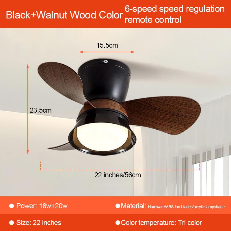 Ceiling Fans With LED Lamp Silent Fans High Wind 3 Speed Light Modern Retro Design for Bedroom Living Room Decor Home Lamp
