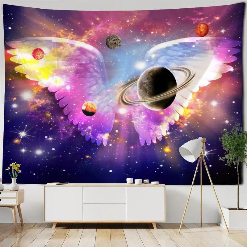Wandteppich mit kosmischem Fantasie-Flügel-Muster, Wanddekoration für Zuhause, Schlafzimmer, Wohnzimmer