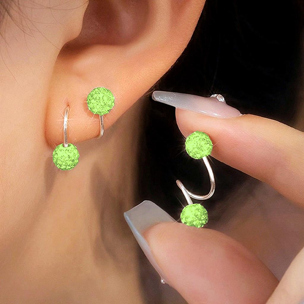 Super flash round bead spring screw stud earrings for women's new design sense niche unique high-end fashion earrings for women