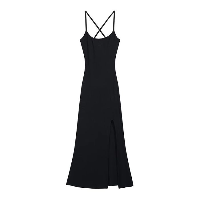 Korean Version Backless Hollowed-Out Lace-Up Dress Women'S Waist-Wrapped Hips Split Harpoon Tail Skirt Suspender Skirt Tide Ins
