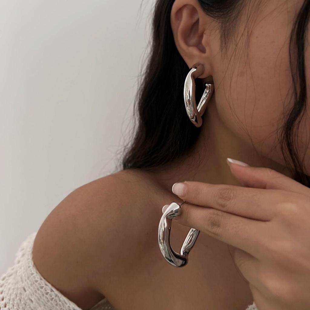 Geometric Irregular Metal Stud Earrings: European & American Minimalist Style