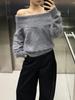 Women's One-Shoulder Knit Pullover Sweater: Off-Shoulder, Long Sleeve, Soft & Brushed - Autumn/Winter Collection