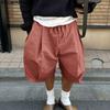 INCERUN Men Drawstring Elastic Waist Casual Loose Wide Legs Half Pants Shorts