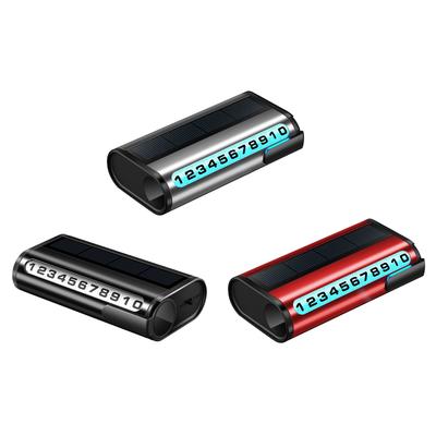 Car Parking Number Plate Luminous Auto Parking Card Solar Charging Temporary Stop Phone Number Card Decoration Accessory