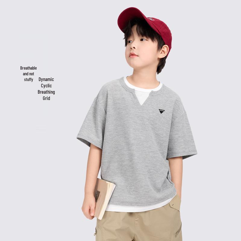 Boy s Faux Two-Piece V-Neck Waffle Tee 150