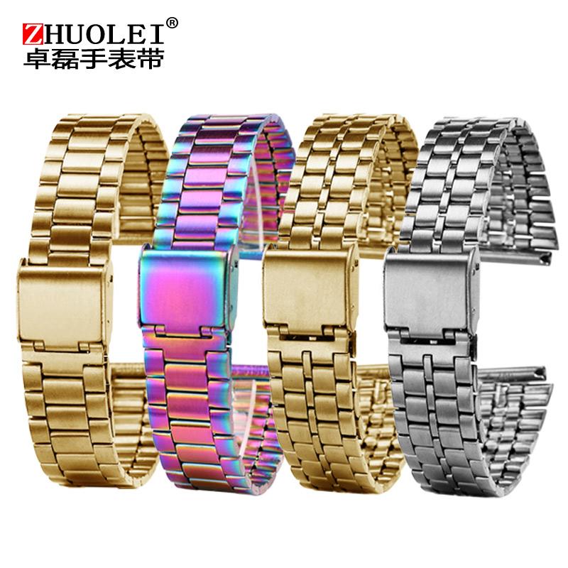 For Casio Stainless Steel watchBand A158 A159 A168 A158W F91w LA-680 AEQ-110 F91w Small Gold Watch Strap 18mm Wristband Bracelet