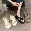 Sandals women's summer 2025 new thick-soled pregnant women's flat-bottomed European station light leisure sports Roman comfort