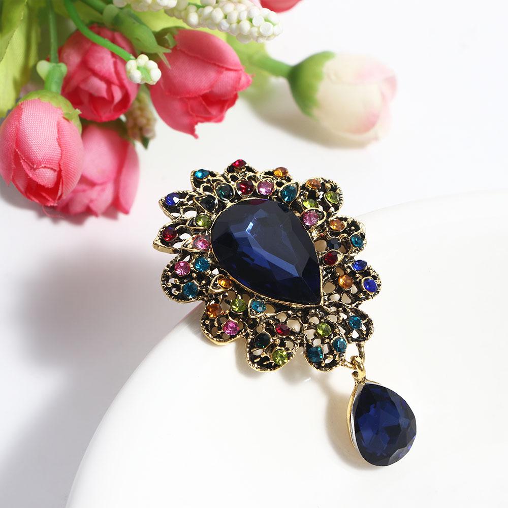 Wedding Big Water Drop Dress Crystal For Women Corsage Brooch Pins Fashion Accessories Jewelry