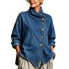 Jachetă Camasă Denim Asimetrică Supradimensionată pentru Femei cu Mânecă Lungă Îmbrăcăminte Exterioară Casual pentru Purtare Zilnică