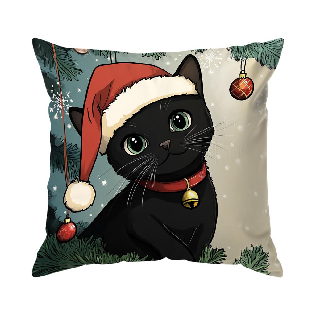 Christmas Cat Pillowcase Bedroom Sofa Cushion Cover 100% Polyester Living Room Soft Cushion Pillowcase Home Decor