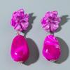 Unique Purple Camellia Stone Pendant Earrings for Women's Jewelry Vacation Matching Earrings