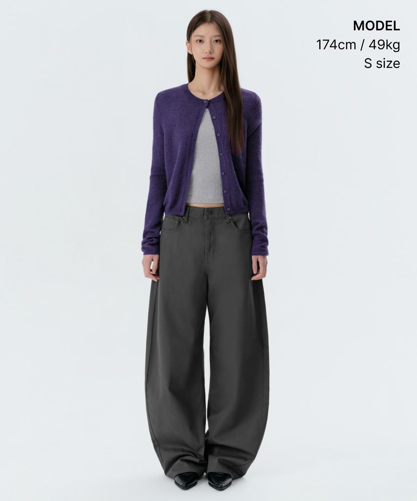 Musinsa Standard Woman Women'S Sheer Textured Round Neck Cardigan [Purple]