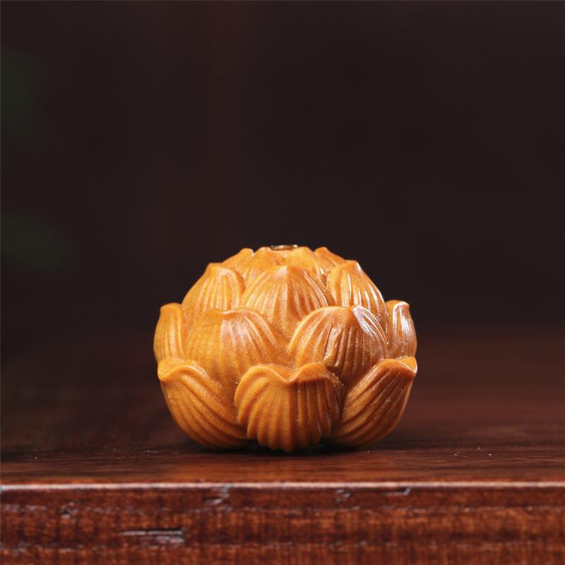Lotus Water Lily Sandalwood 3D Carved Wooden Zen Incense Holder 4*3.2 cm