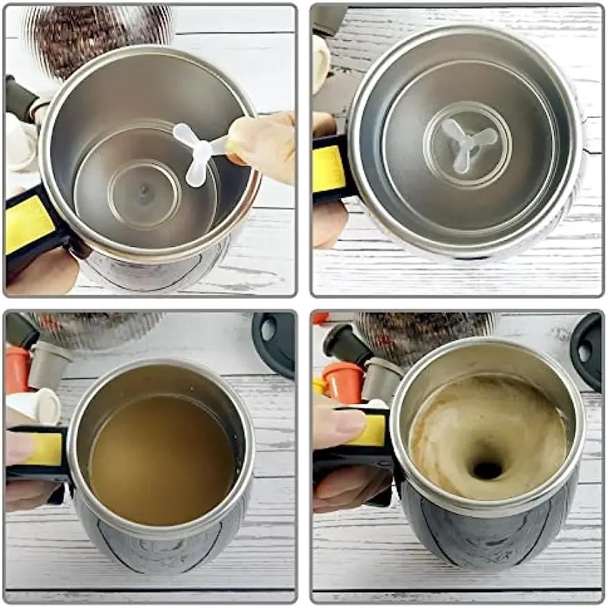 Automatic Stirring Coffee Cup, Stainless Steel, Magnetic Mixing Cup, Milk, Tea, Coffee Mug, Portable Thermal Cups, 450ml