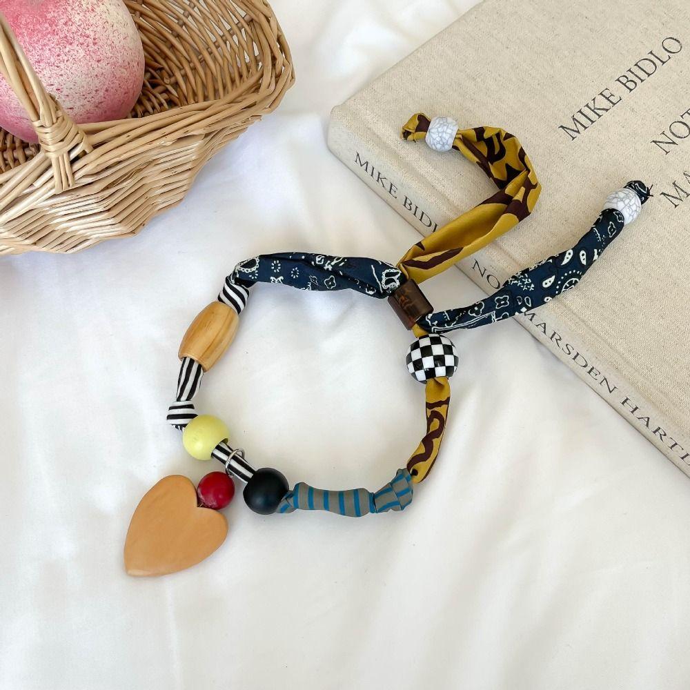Clavicle Chain Patchwork Cloth Chain Necklace Love Pendant Bohemian Choker  Women
