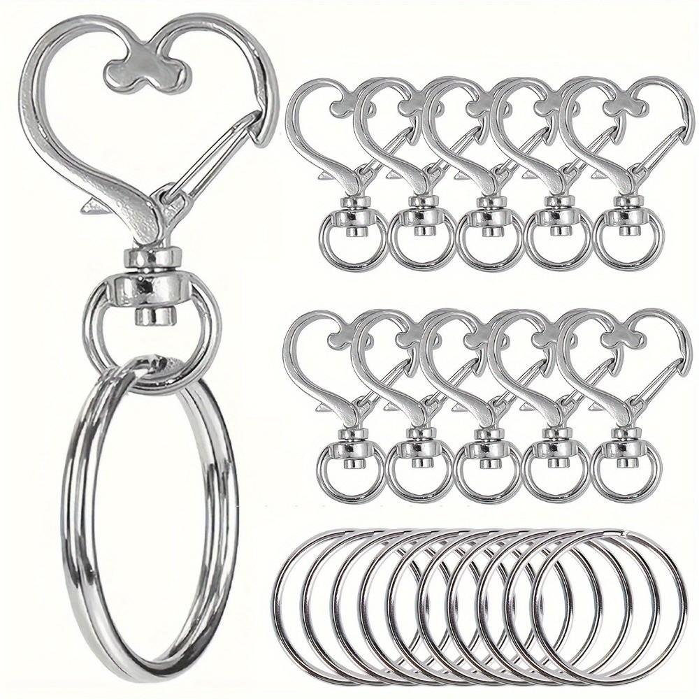 20pcs Set Heart Shaped Lobster Clasp Keyring Multi-Purpose Lanyard Accessories  for DIY Crafts