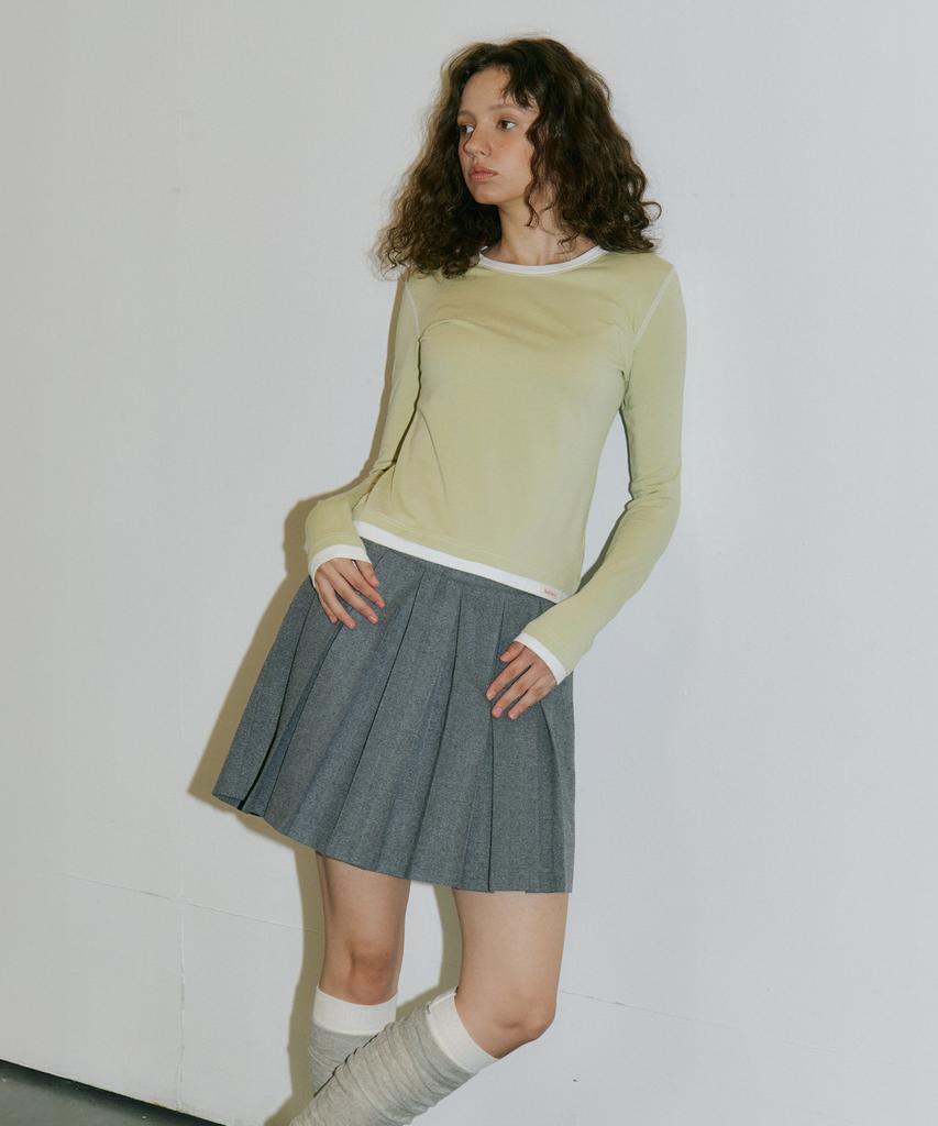 AUTHENTI Pleated Wool Skirt_Gray