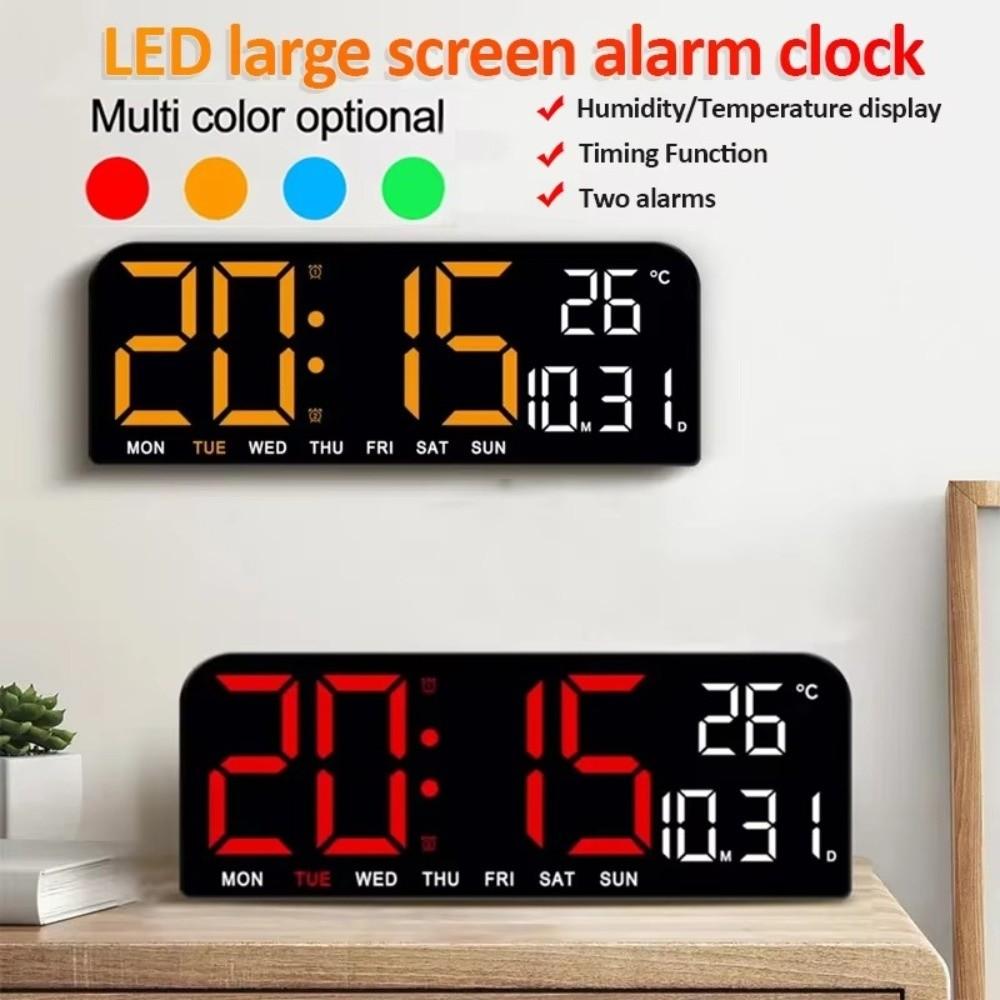 12/24H Format Large Digital Clock Date Week Alarm Clock Electronic Dual Alarms  Bedside Table