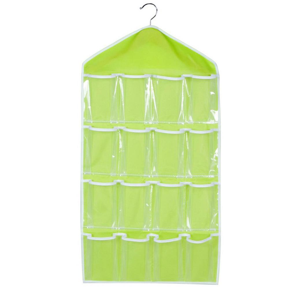 16 Grids Clear Hanging Clothes Storage Bag Transparent Laundry Closet Pocket Bag for Home Wardrobe Organizer Hanger Not Include