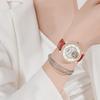 Dámské automatické mechanické hodinky s diamantovým osazením s koženým řemínkem, vodotěsný design
