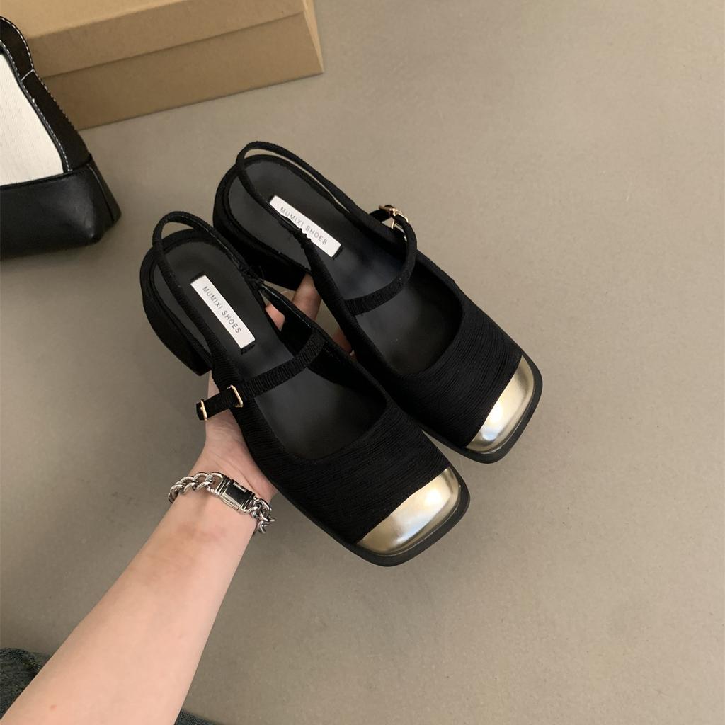 Baotou Sandals Women Wear New French Beautiful Temperament In Summer, Fairy Evening Breeze Thick Heel Mary Jane Single Shoes