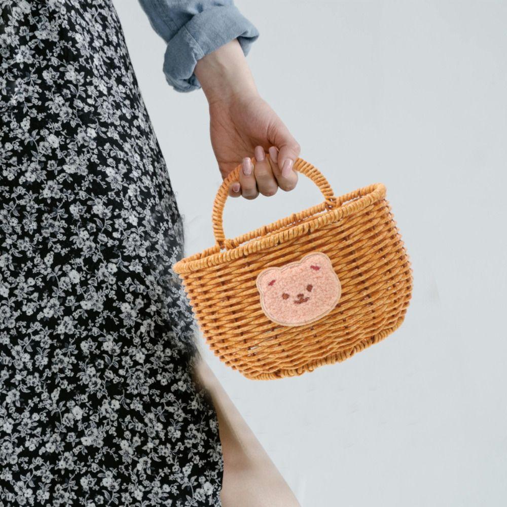 Úložný koš na cibuli, zázvor a česnek, imitace ratanu, ručně pletený ratanový koš do kuchyně