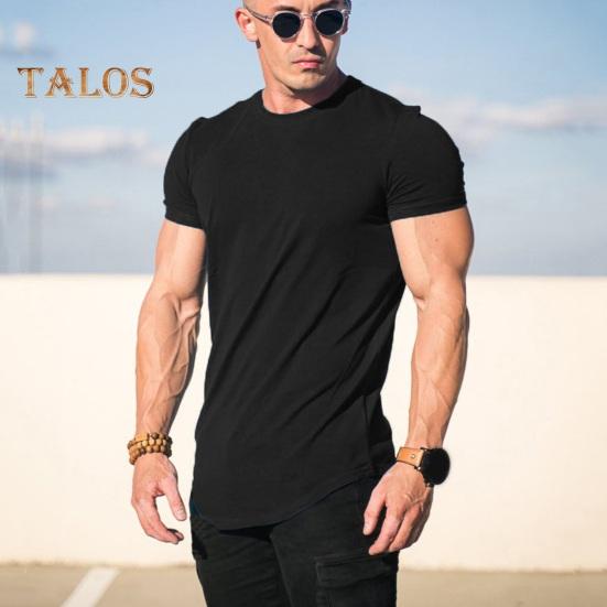 Men Sport Top Round Neck Thin Sweat Absorption Quick-drying Short Sleeve Solid Color Basketball Training Fitness Workout T-shirt