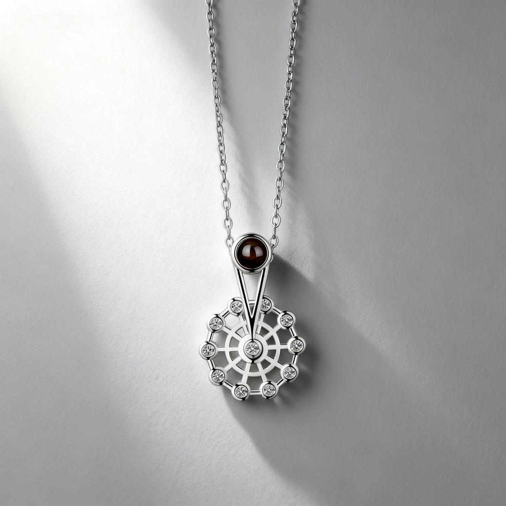 Ferris Wheel Projection Necklace: Women's Titanium Steel Clavicle Chain with Zircon, Displays 'I Love You' In 100 Languages
