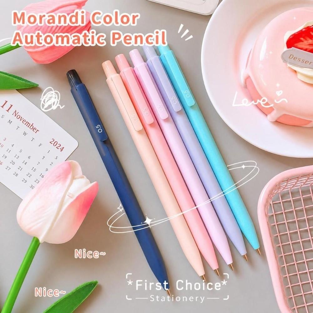 6/12pcs Triangular Barrel Mechanical Pencils Morandi Click Propelling Pencils Students Gift