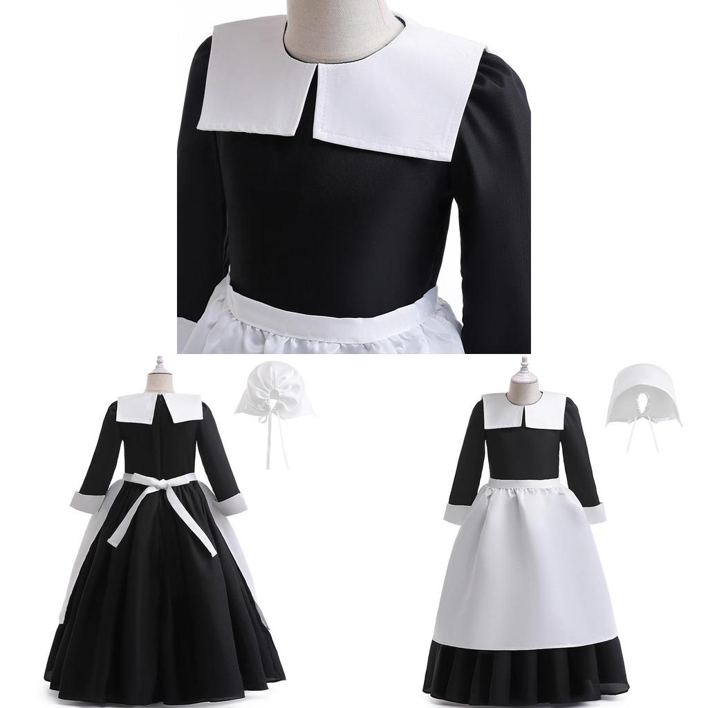 Wednesday Cosplay Girl Dress Set With Satin Fabric For Middle School Girls