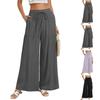 Dámské elastické kalhoty s vysokým pasem, ležérního střihu, se širokými nohavicemi, dlouhé kalhoty, kalhoty s kapsami