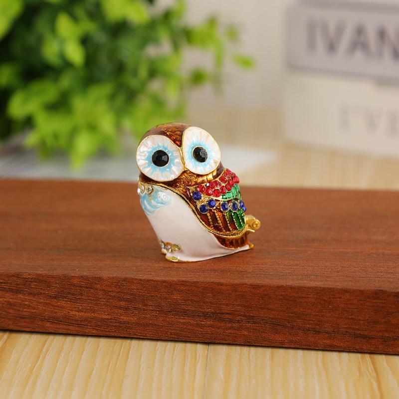 Zinc Alloy Owl Jewelry Box Small Desktop Organizer Earrings Bracelets Necklaces Nordic Style Gift