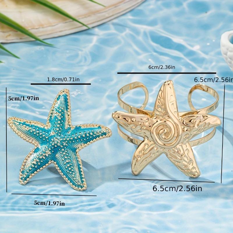 Exquisite1 piece, summer natural marine elements metal texture design sense starfish women bracelet bracelet