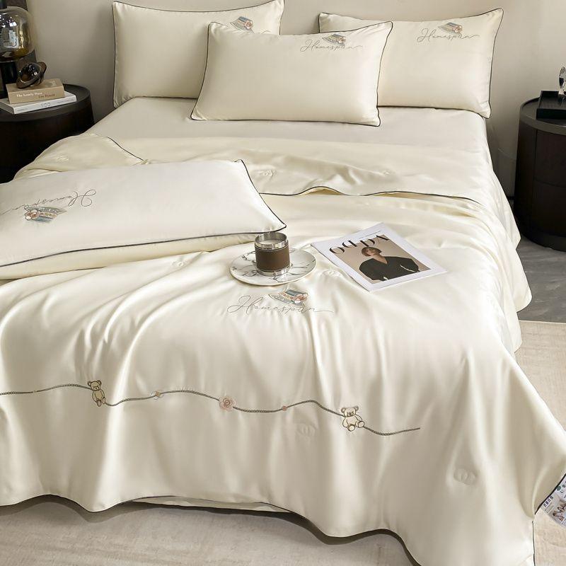 Washed Ice Silk Cooling Air-Condition Quilt Machine Washable Tencel Silk Summer Double Comforter