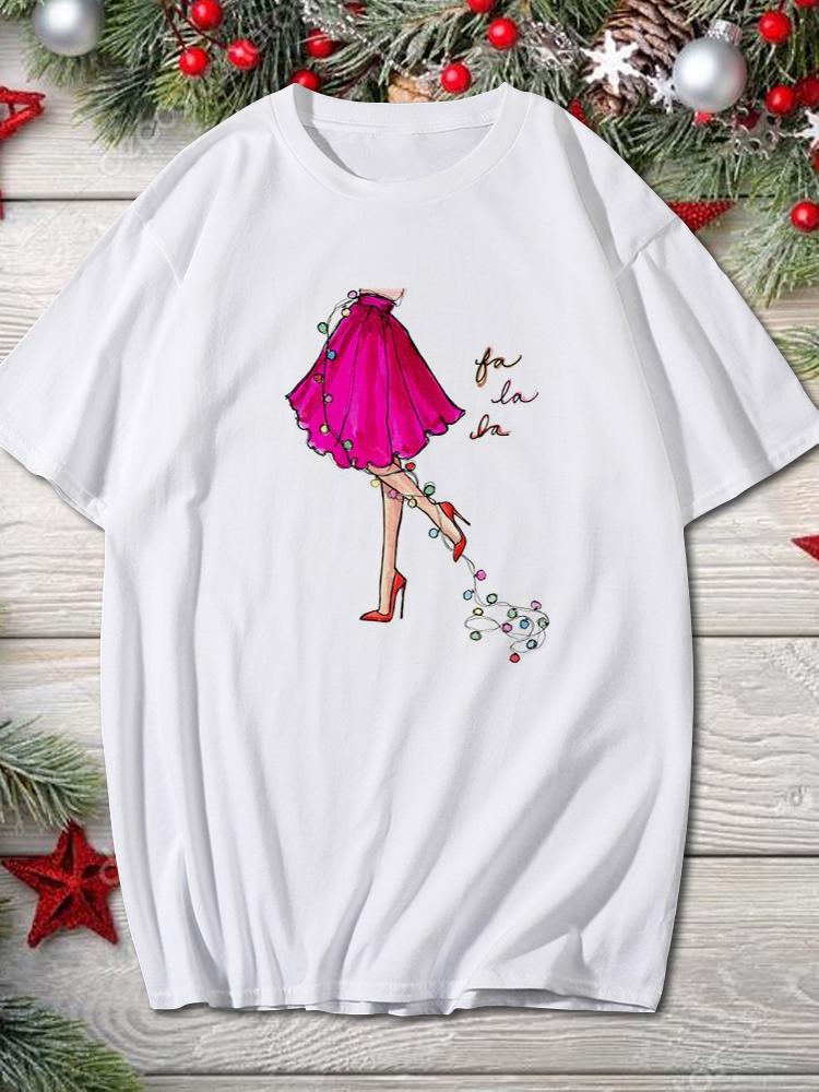 2025 Merry Christmas Women Holiday Fashion T Shirt Trend Graphic T-Shirts Holiday Tshirt New Year O-Neck Cartoon Top Xmas Gifts