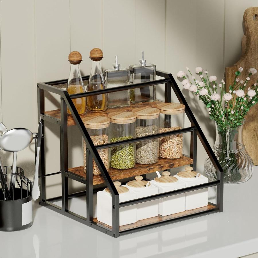 

Органайзер для специй 3-ярусные настольные полки для хранения Кухонное хранение Подставка-держатель для бутылок с сиропом для вина, ликера, кухни, кофе United States