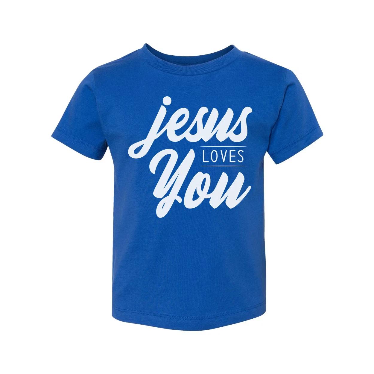 Jesus Loves You Unisex Christian T Shirt With Script Typography Graphic Print De S