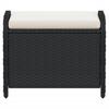 Garden Stool with Cushion Black 58 x 46 x 46 cm Poly Rattan