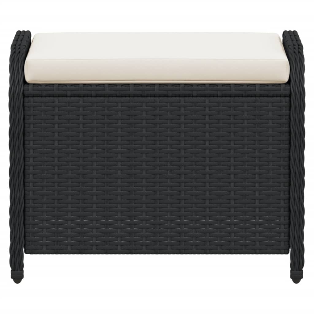 Garden Stool with Cushion Black 58 x 46 x 46 cm Poly Rattan