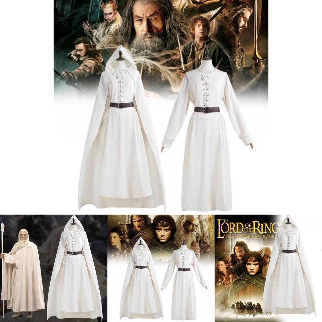 Stupendo Set Costume Cosplay di Gandalf per Halloween con Mantello e Tuniche Unisex