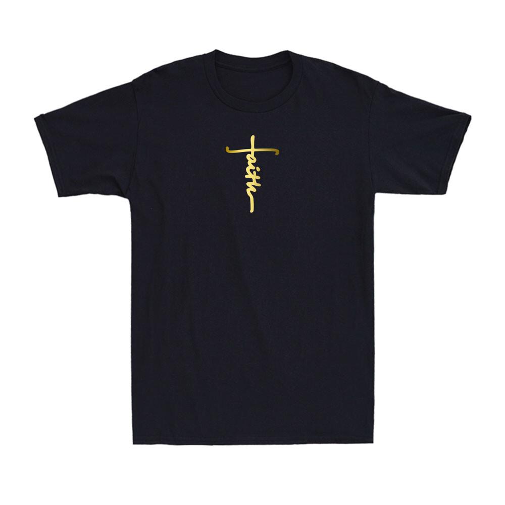 

Faith Cross Christian Shirt Christianity Religious Golden Print Men s T-Shirt Unisex T-Shirt XXXL