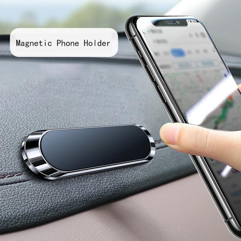 Magnetic Car Mobile Phone Holder Dashboard Mini Strip Shape Stand Metal Magnet GPS Car Mount For iPhone Samsung Xiaomi Accessory
